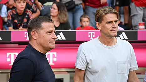 F&uuml;r das Sportliche beim FC Bayern zust&auml;ndig: Max Eberl (li.) und Christoph Freund.