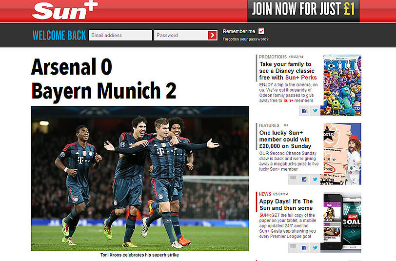 Mit dem Spiel-Ergebnis macht auch "The Sun" auf.