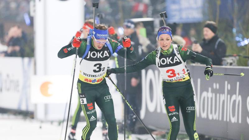 Simon Schempp (l) und Franziska Preuß bei der World Team Challenge in Gelsenkirchen. Simon Schempp (l) und Franziska Preuß bei der World Team Challenge in Gelsenkirchen.