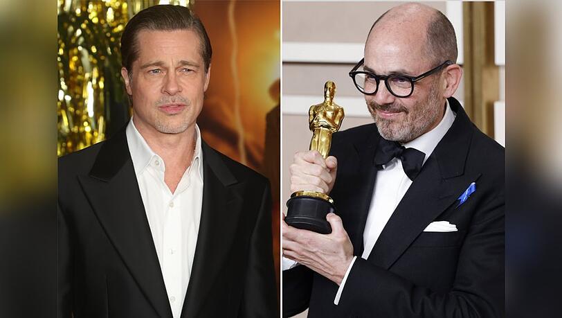 Oscargewinner Edward Berger (r.) dreht mit Brad Pitt.