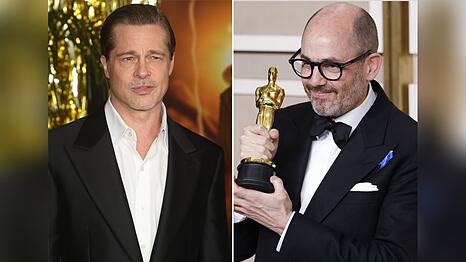 Oscargewinner Edward Berger (r.) dreht mit Brad Pitt.