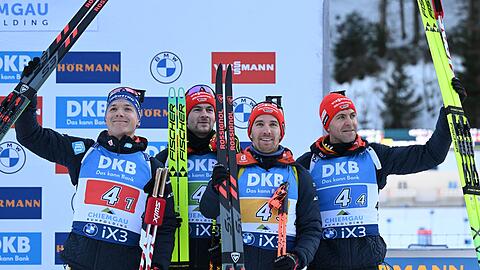 Erstes Staffelpodest der Saison f&uuml;r die deutschen Biathleten.