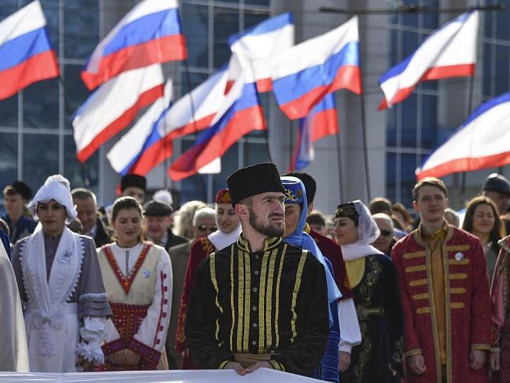 Russland feiert: Kundgebung anlässlich des fünften Jahrestages des Referendums über die Wiedervereinigung mit der Krim in Simferopol.