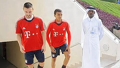 Diego Contento (l.) mit Neuzugang Luiz Gustavo im Traingslager.