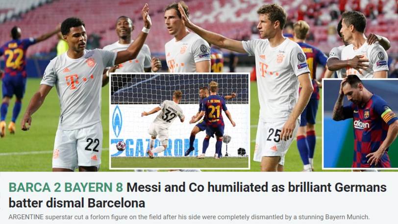 Das englische Boulevard-Blatt "The Sun" schreibt: "Messi und Co. werden gedemügt, während brillante Deutsche ein miserables Barca zerschmettern."