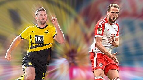 Zwei Top-Stürmer, auf die es am Samstag beim Prestige-Duell BVB gegen FC Bayern ankommt: Niclas Füllkrug (l.) und Harry Kane. Foto: imago