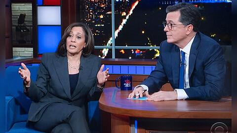 Kamala Harris war bereits sechs Mal in der "Late Night With Stephen Colbert", hier zu sehen im Jahr 2020.