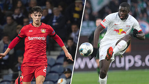 Zwei Wunschspieler für den FC Bayern und Trainer Hansi Flick: Kai Havertz und Dayot Upamecano (rechts).
