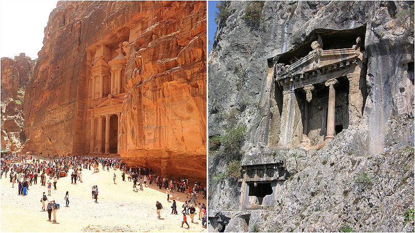 Statt zur jordanischen Petra geht es zu den lykischen Felsengräbern.