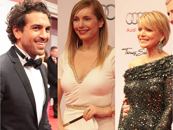 Welcher deutsche Fernseh-Star schaut das Dschungelcamp: Elyas M'Barek, Nadja Uhl oder Uschi Glas (v. li.)?
