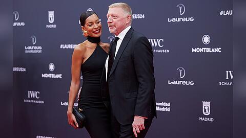 Boris Becker und seine Partnerin Lilian de Carvalho Monteiro bei den Laureus World Sports Awards 2024 in Madrid.