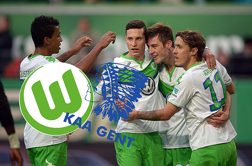 Auch am Mittwoch wieder am jubeln? Der VfL Wolfsburg um Gustavo, Draxler, Knoche und Kruse. (v.l.)