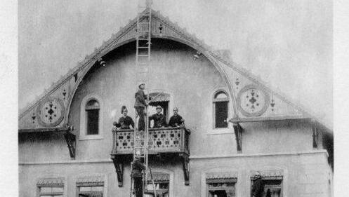 Eine Erinnerung in schwarz-weiß: Die Laimer Feuerwehrler am 17. Mai 1896. Eine Erinnerung in schwarz-weiß: Die Laimer Feuerwehrler am 17. Mai 1896.