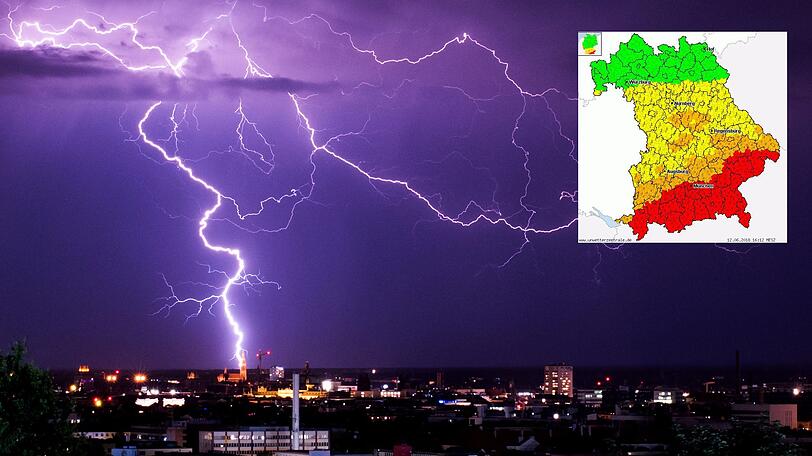 Wieder ziehen Gewitter über Bayern. Diesmal ist vor allem der Süden betroffen.