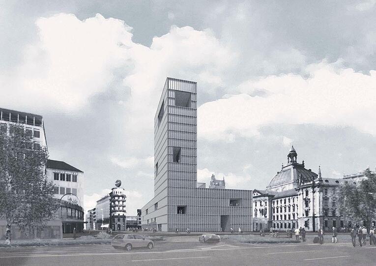 Dieser Turm soll ankommende Besucher Willkommen heißen: Das ist der Gedanke der Zweitplazierten Manuel Nagel, Tobias Herr und Luis Guiterrez von der Bauhaus-Universität Weimar.