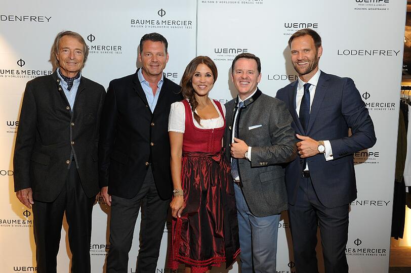 Ralph-Michael Nagel (Lodenfrey), Markus Höhn (Lodenfrey), Karen Webb, Alain Zimmermann (Baume & Mercier) und Marc Autmaring (Wempe)