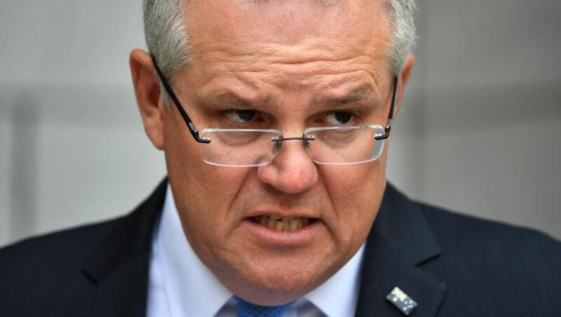 Australiens Premierminister Scott Morrison bei einer Pressekonferenz. Australiens Premierminister Scott Morrison bei einer Pressekonferenz.