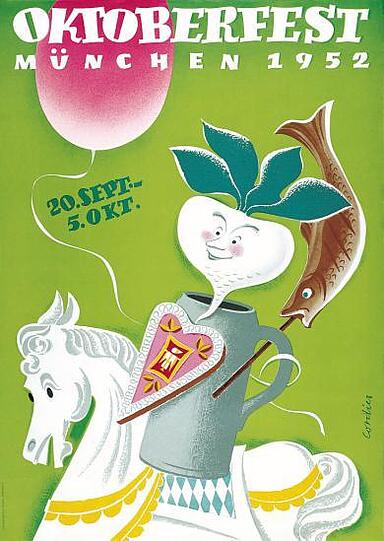 &bdquo;Das allererste Siegermotiv des Wettbewerbs: Wiesn-Plakat 1952.
