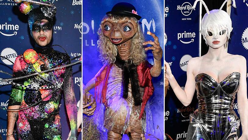 Heidi Klum (m.) hat in New York ihre legendäre Halloween-Party gefeiert.