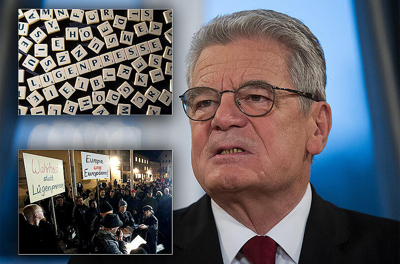 Bundespräsident Joachim Gauck bezeichnete das Unwort des Jahres 2014 "Lügenpresse" als "geschichtsvergessenen Unsinn".