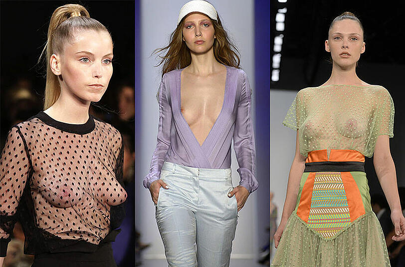 Auch in Paris setzen die Designer auf nackte Haut. Hier Bilder von 2014...