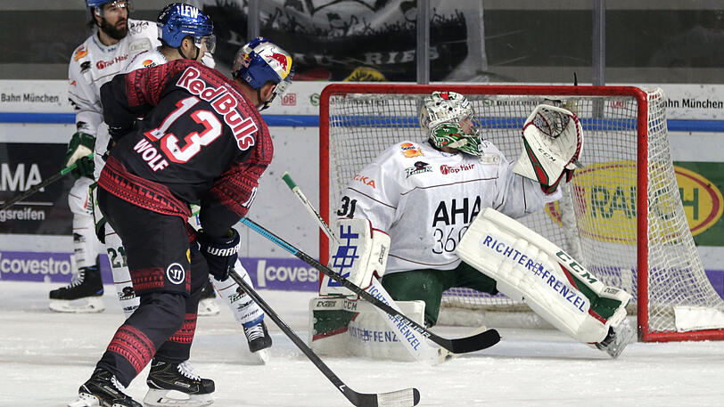 Der starke Augsburger Keeper Olivier Roy parierte mehrmals gegen den EHC. (Archivbild)