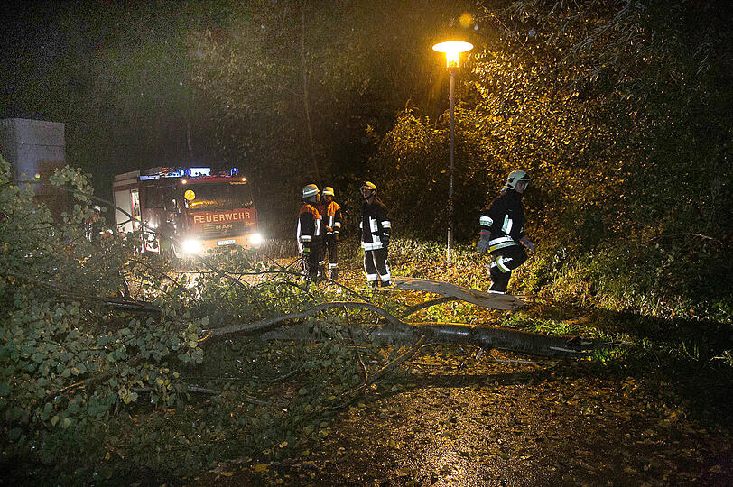 Die Feuerwehr in Bayern hatte mit zahlreichen umgestürzten Bäumen zu kämpfen. Teilweise wurden die Bäume mit Unterstützung der Landwirte von den Straßen geräumt.