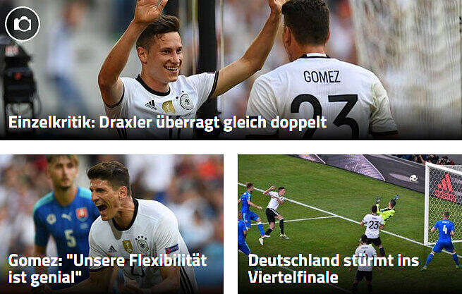 Sport 1: "Draxler überragt gleich doppelt"?, Gomez "Unsere Flexibilität ist genial", "Deutschland stürmt in Viertelfinale"
