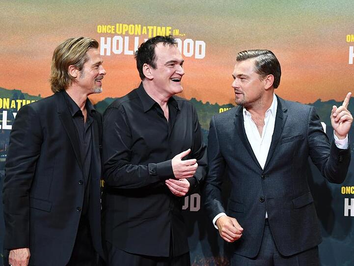 Männer unter sich: Brad Pitt (l-r), Quentin Tarantino und Leonardo DiCaprio.