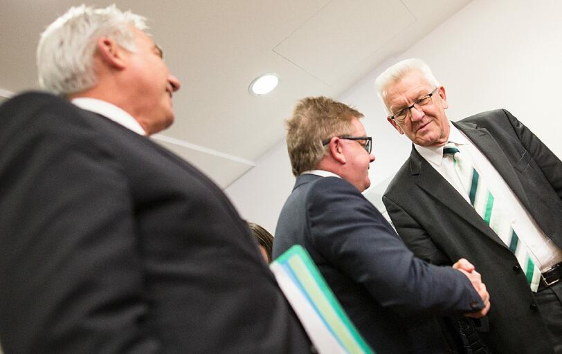 Thomas Strobl (l), Guido Wolf und Winfried Kretschmann führten in den vergangenen Tagen Sondierungsgespräche.