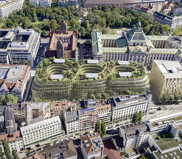 Auch spannend: ein begrünter Zopf. Der Entwurf des KopenhagenerArchitektenbüros BIG Bjarke Ingels Group landete auf dem zweiten Platz.