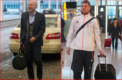 Die Spieler des FC Bayern am Münchner Flughafen. Sieben Tage werden sie in Doha schwitzen und sich auf die Rückrunde vorbereiten.