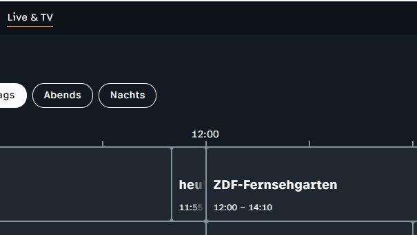 In der Rubrik "Live & TV" wird beim ZDF auf die falsche Startzeit des "Fernsehgartens" hingewiesen. In der Rubrik "Live & TV" wird beim ZDF auf die falsche Startzeit des "Fernsehgartens" hingewiesen.