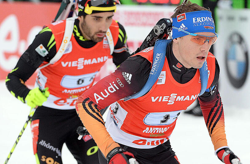 Kann Simon Schempp (vorne) in dieser Saison dem Franzosen Martin Fourcade noch den Rang ablaufen?