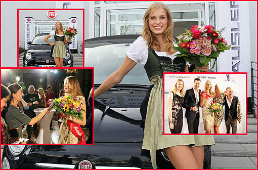 Schöne Gewinnerin, schönes Auto: Alice Müller, Schöne Münchnerin 2011, hat ihren Hauptgewinn erhalten: einen Fiat 500 C von Häusler. Die Bilder!