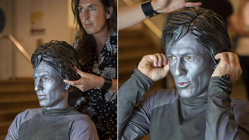 Die Bilder von Robbens Umwandlung in eine Johann Cruyff-Statue.