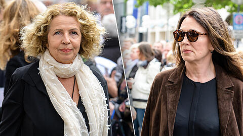 Zahlreiche Promis verabschiedeten sich am Freitag von Hannelore Elsner, darunter Michaela May (l.) und Iris Berben.