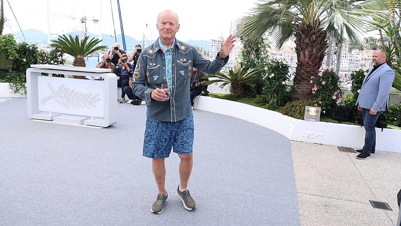 Bill Murray kam gut gelaunt und lässig gekleidet zum Fototermin seines neuen Films "Der phönizische Meisterstreich".