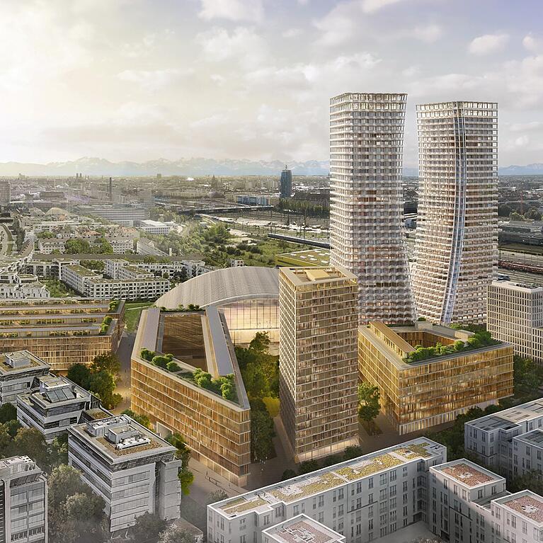Diese beiden Türme sollen an der Paketposthalle gebaut werden. Eine Bürgerinitiative will das verhindern.
