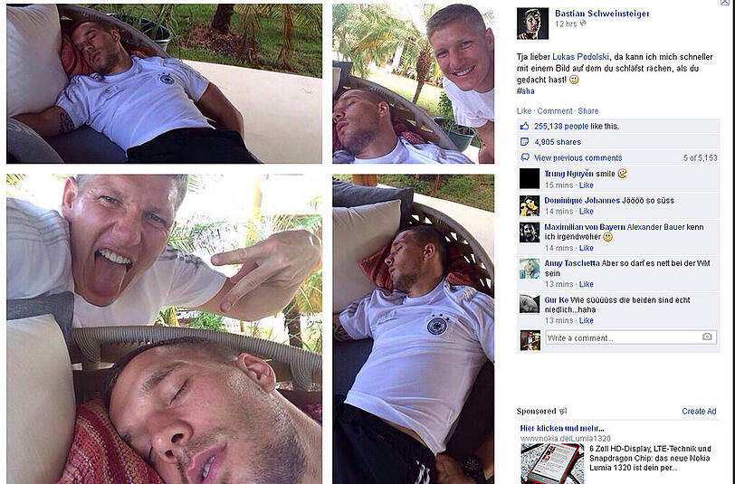Schweinsteiger Podolski Facebook
