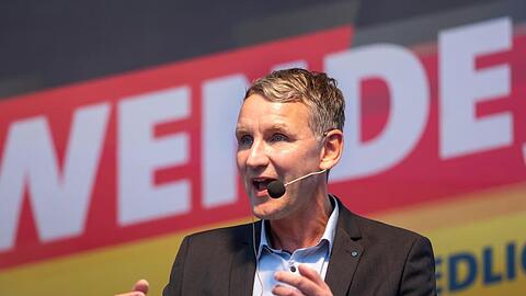 Björn Höcke, AfD-Spitzenkandidat für die Landtagswahl in Thüringen und Wortführer des rechtsnationalen AfD-Flügels, spricht in Bad Langensalza.