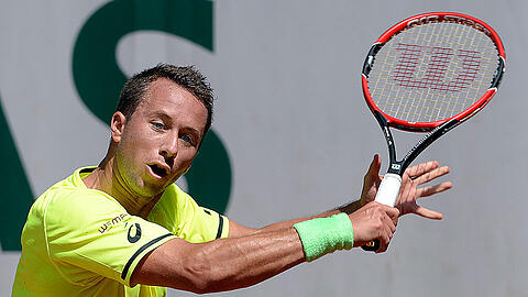 Philipp Kohlschreiber in Aktion. Er gewann sein Auftakt-Match in Paris mit 6:1, 6:0, 6:2