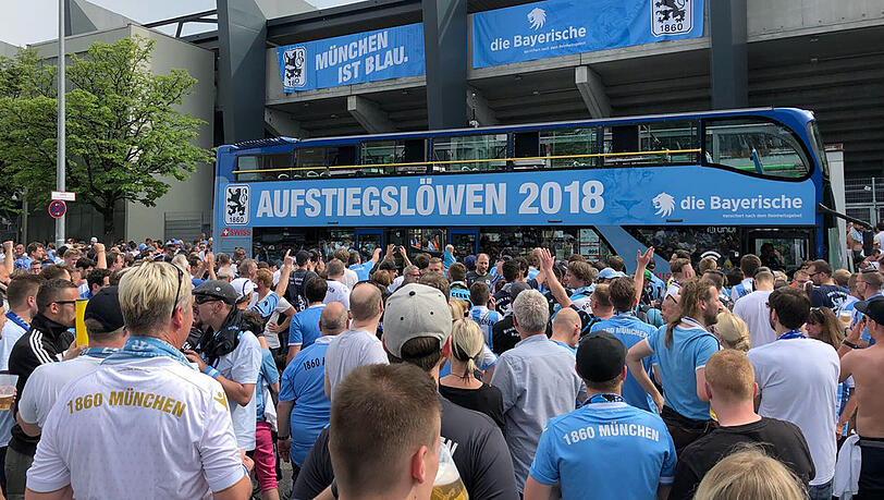 Die Fans warten bereits auf ihre Aufstiegslöwen. Die Fans warten bereits auf ihre Aufstiegslöwen.