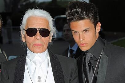 Karl Lagerfeld und Baptiste Giacobini im Mai 2010.