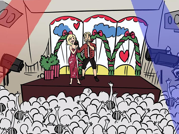 Helene Fischer und ihr Freund Florian Silbereisen - als Zeichentrickfiguren