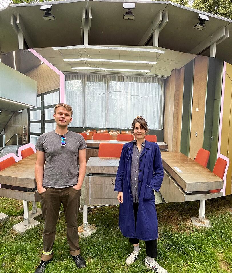 Jan Fries (L.) und eine Mitstreiterin von Abbrechenabbrechen:  Antonia Prohammer, eine Architektin aus Graz.