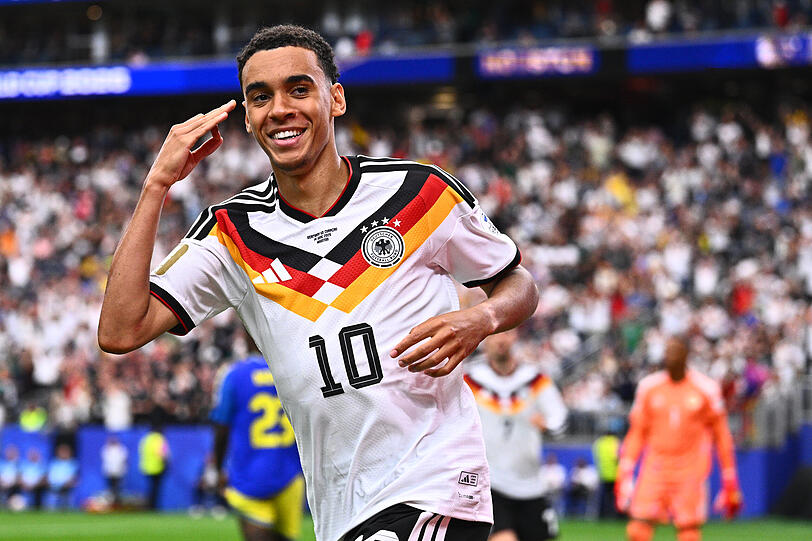 Jamal Musiala traf kurz nach der Pause zum zwischenzeitlichen 4:1. Jamal Musiala traf kurz nach der Pause zum zwischenzeitlichen 4:1.