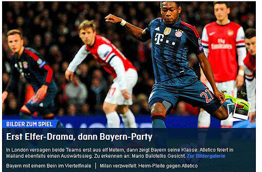 Der FC Bayern München schlägt Arsenal London mit 2:0 im Achtelfinale der Champions League. Wir haben die Pressestimmen zum Spiel gesammelt.