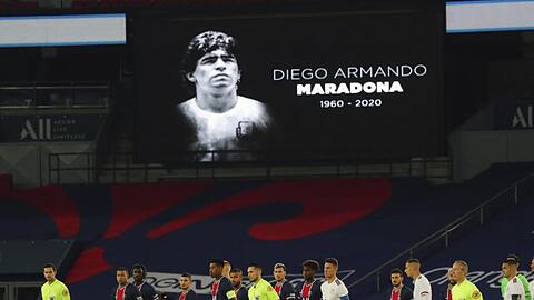 Auch vor der Partie von Paris Saint-Germain gegen Girondins Bordeaux wurde an Diego Maradona erinnert.