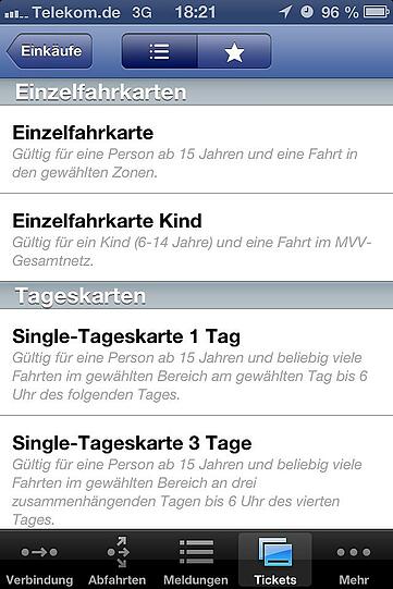 Nach ihrem Login können Sie nun Tickets direkt kaufen: Gehen Sie dafür in der MVG-App auf den Reiter &bdquo;Tickets&ldquo; (roter Kreis).